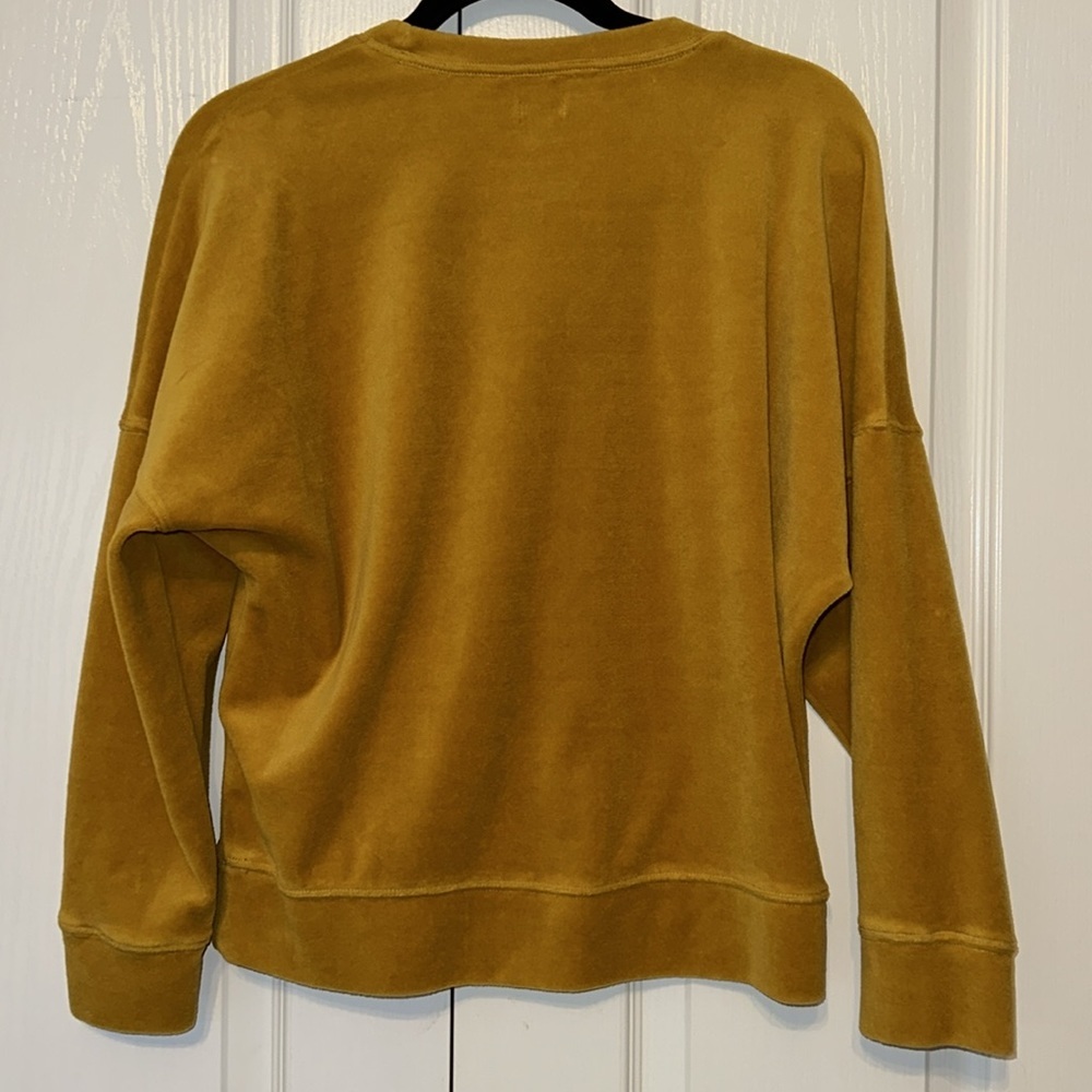 Aerie Terry Cloth Pullover Sweater Sweatshirt Top Crew Neck Marigold Yellow XS - Picture 4 of 11